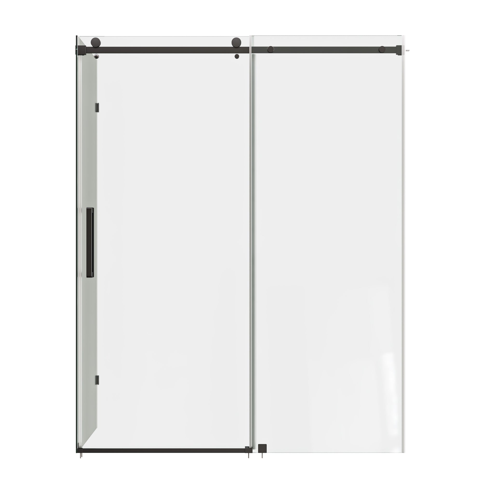 DeerValley DV-1SD469ZH016 Shower Door, Smooth Sliding Experience with Matte Black Top Rail and Clear Glass Panel
