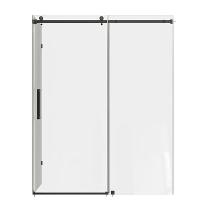 DeerValley DV-1SD469ZH016 Shower Door, Smooth Sliding Experience with Matte Black Top Rail and Clear Glass Panel