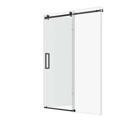 DeerValley DV-1SD469ZH016 Shower Door, Smooth Sliding Experience with Matte Black Top Rail and Clear Glass Panel