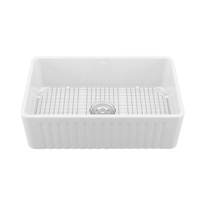 DeerValley Bath DeerValley DV-1K026 Harvest 30" L x 18" W White Ceramic Single Basin Kitchen Sink with Reversible Front Apron Kitchen Sink