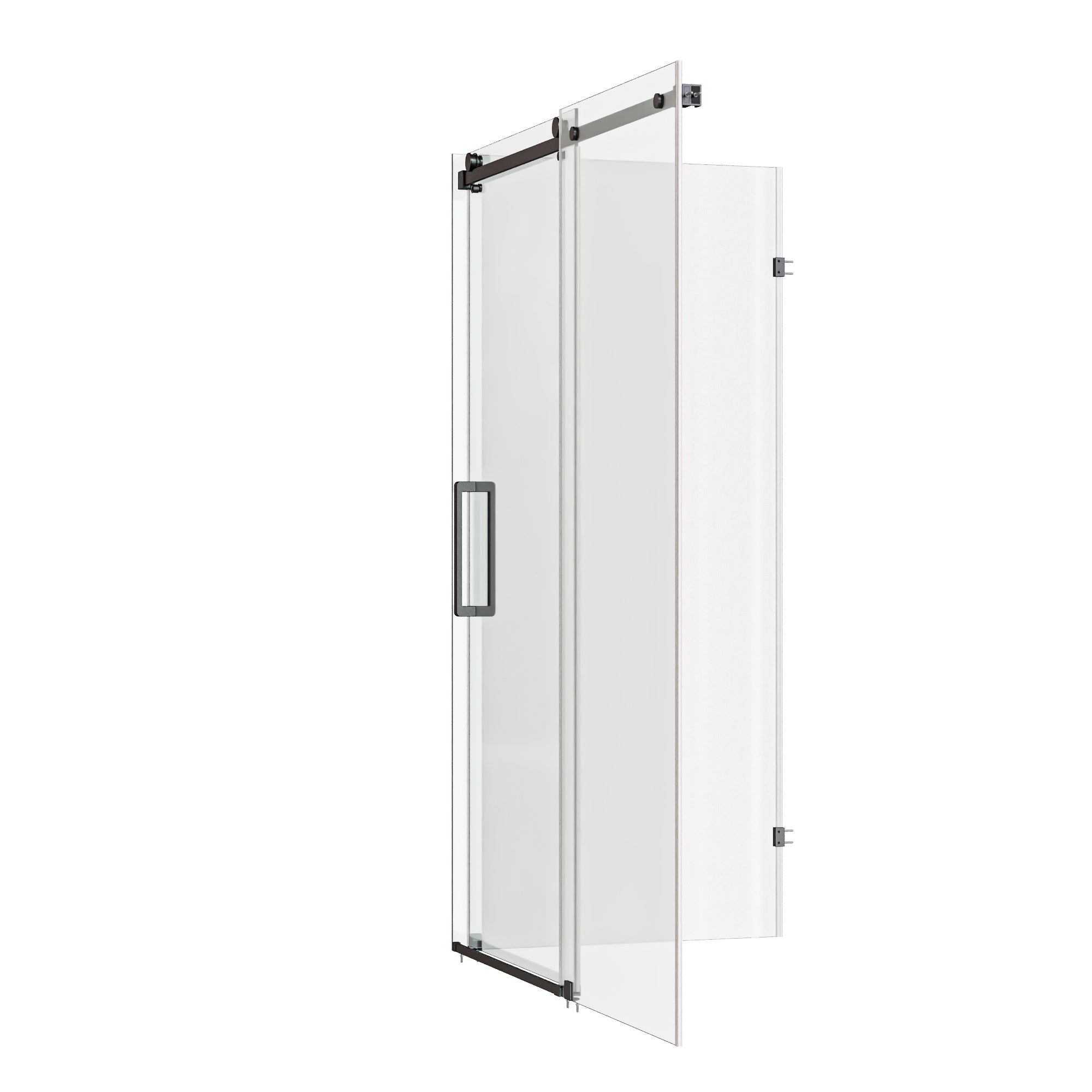 DeerValley DV-1SD469ZH016 Shower Door, Smooth Sliding Experience with Matte Black Top Rail and Clear Glass Panel