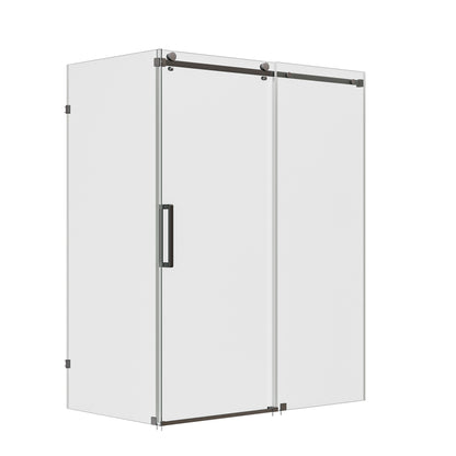 DeerValley DV-1SD469ZH016 Shower Door, Smooth Sliding Experience with Matte Black Top Rail and Clear Glass Panel