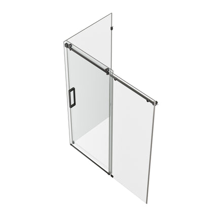DeerValley DV-1SD469ZH016 Shower Door, Smooth Sliding Experience with Matte Black Top Rail and Clear Glass Panel