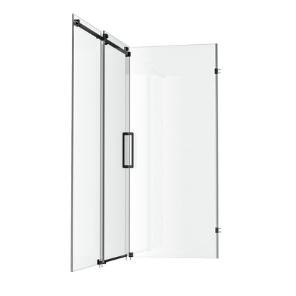 DeerValley DV-1SD469ZH016 Shower Door, Smooth Sliding Experience with Matte Black Top Rail and Clear Glass Panel