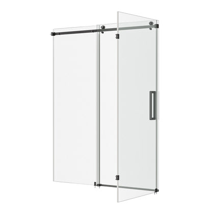 DeerValley DV-1SD469ZH016 Shower Door, Smooth Sliding Experience with Matte Black Top Rail and Clear Glass Panel