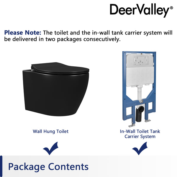 DeerValley Bath LIBERTY Wall-Hung Elongated Toilet, 1.1/1.6GPF Dual-Flush with Multiple Colors Toilet