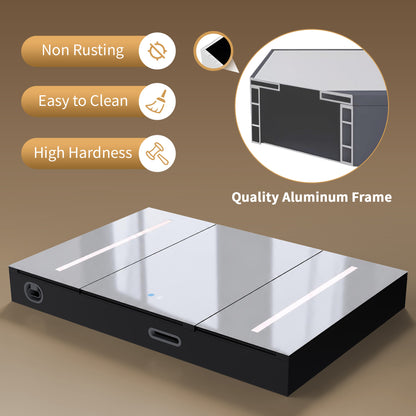 DeerValley Three-Door Wall-Mounted Mirror Cabinet with Black Aluminum Frame and Inner Storage