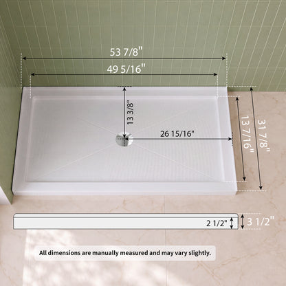 DeerValley DV-1SB0481 Shower Base in White, Acrylic Single Threshold Shower Pan with Non-Slip Texture, Center Drain Hole