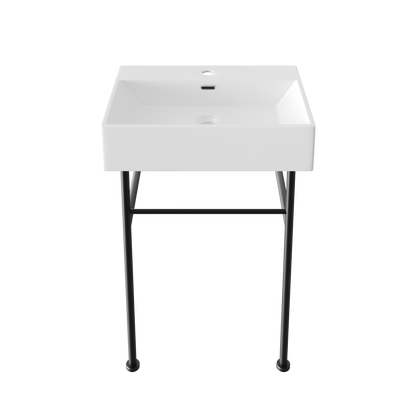 24" Rectangular Console Bathroom Sink, Single Faucet Hole