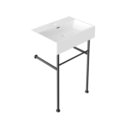 24" Rectangular Console Bathroom Sink, Single Faucet Hole