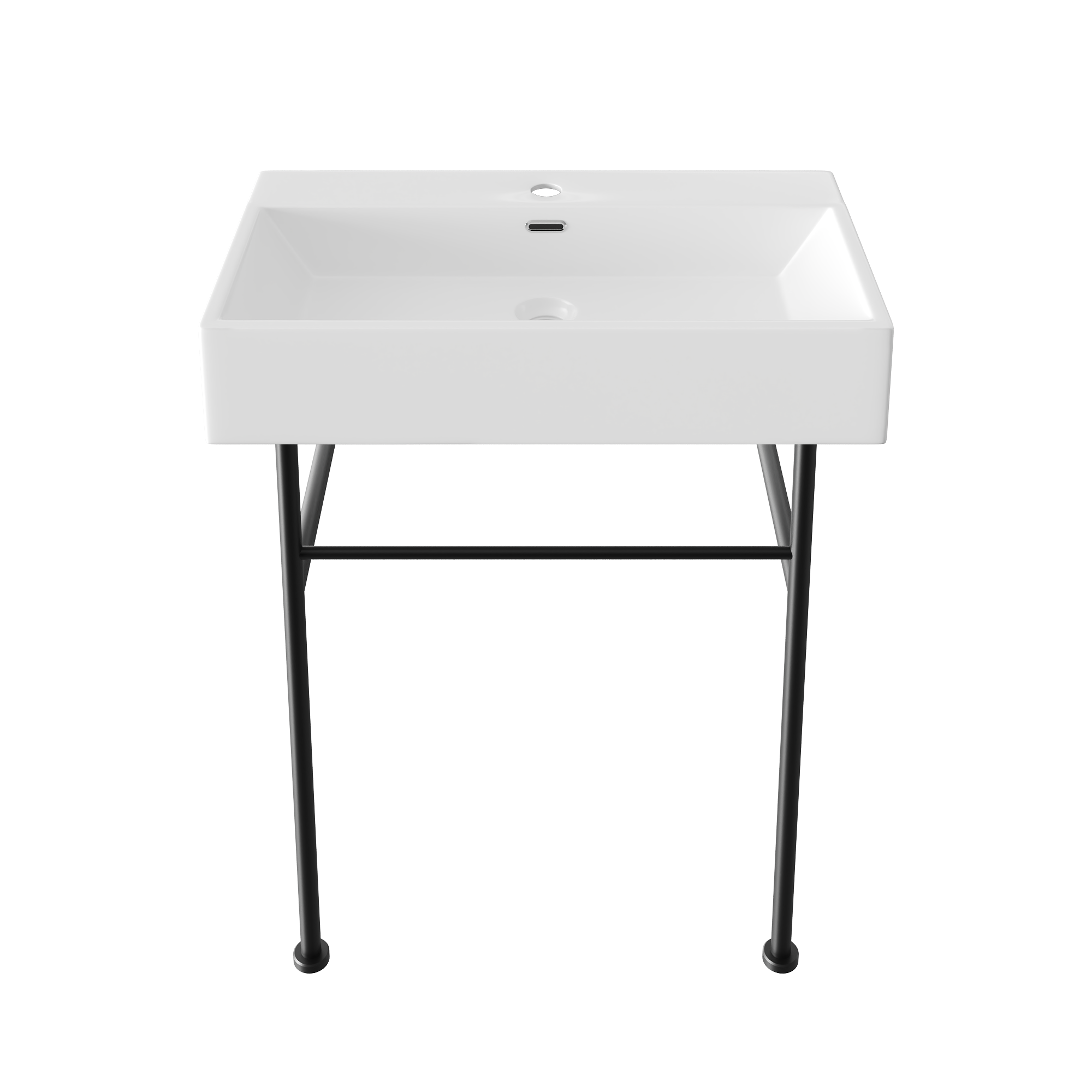 30" Rectangular Console Bathroom Sink, Single Faucet Hole