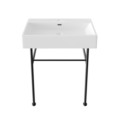 30" Rectangular Console Bathroom Sink, Single Faucet Hole