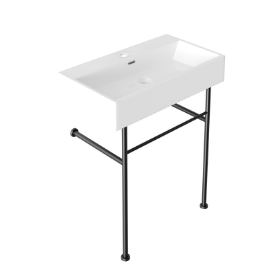 30" Rectangular Console Bathroom Sink, Single Faucet Hole