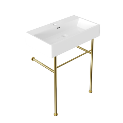 30" Rectangular Console Bathroom Sink, Single Faucet Hole