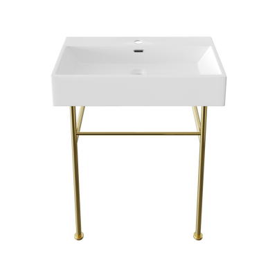 30" Rectangular Console Bathroom Sink, Single Faucet Hole