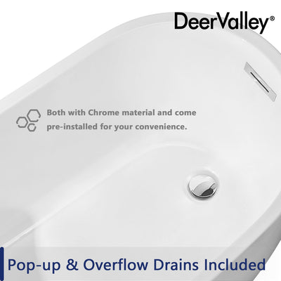 DeerValley Bath DeerValley DV-1T173 Prism 67" x 29" Freestanding Soaking Acrylic Bathtub