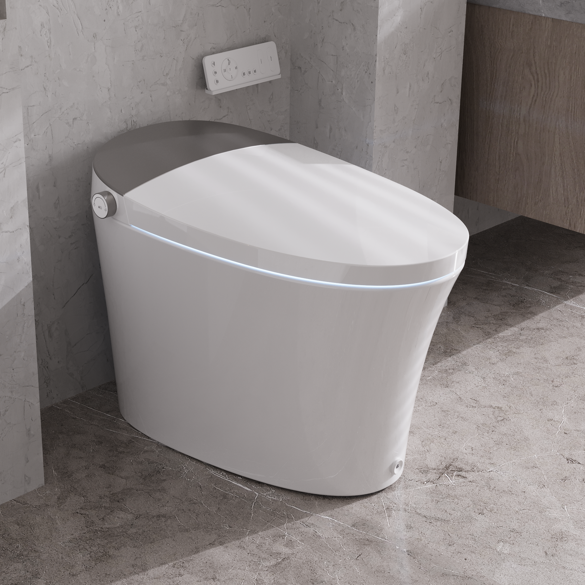 DeerValley Tankless Smart Toilet,Off-seat Auto Flush,Foot Kick Flush,Night Light,Modern Elongated Toilet with Warm Water,DV-1S0150/DV-1S0150-V3