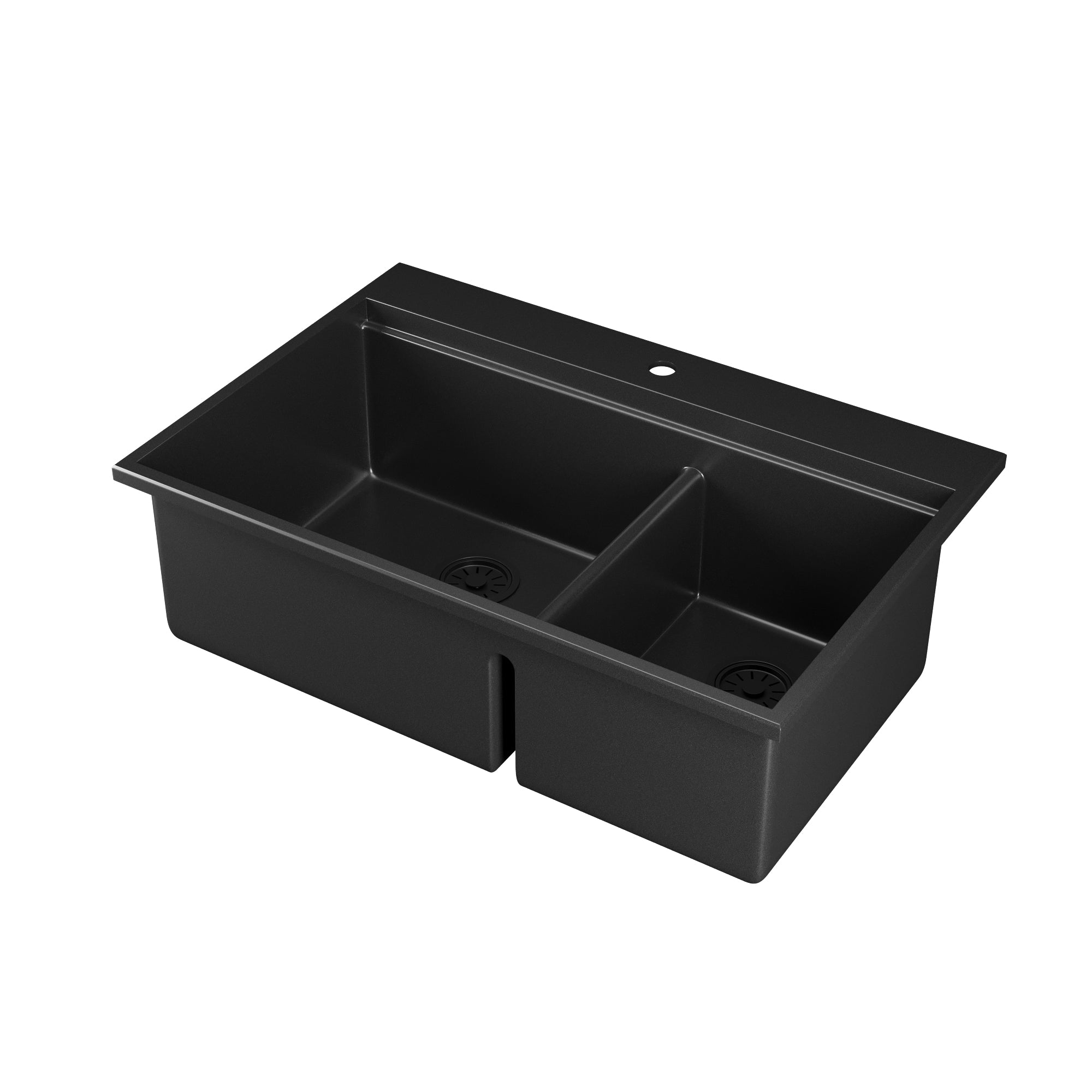 PERCH 22" D Rectangular Drop-in Kitchen Sink, Granite Composite With Multiple Styles