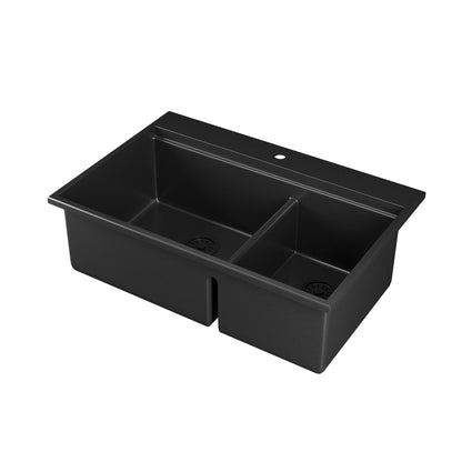 PERCH 22" D Rectangular Drop-in Kitchen Sink, Granite Composite With Multiple Styles