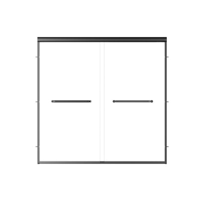 57" - 60" W x 58" H Double Sliding Semi-Frameless Tub Shower Door with 1/4" Tempered Clear Glass