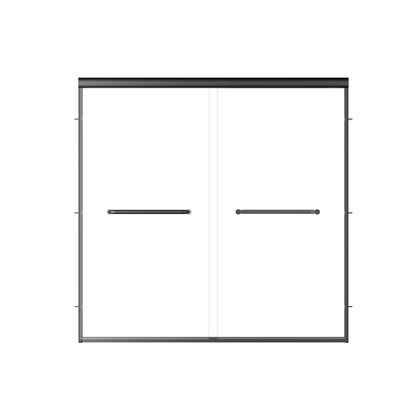 57" - 60" W x 58" H Double Sliding Semi-Frameless Tub Shower Door with 1/4" Tempered Clear Glass
