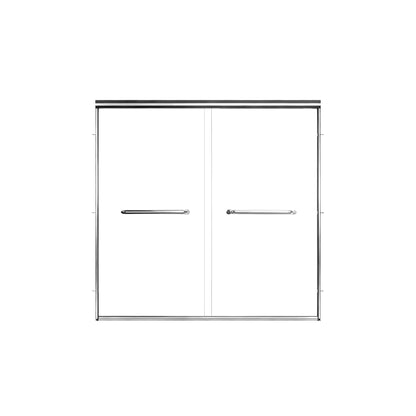 57" - 60" W x 58" H Double Sliding Semi-Frameless Tub Shower Door with 1/4" Tempered Clear Glass
