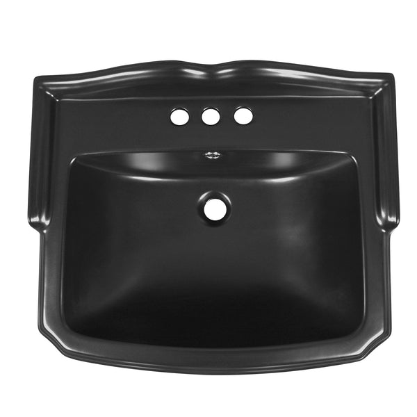 DYNASTY 23" X 19" Rectangular Pedestal Bathroom Sink, Overflow Hole With Multiple Colors and Types