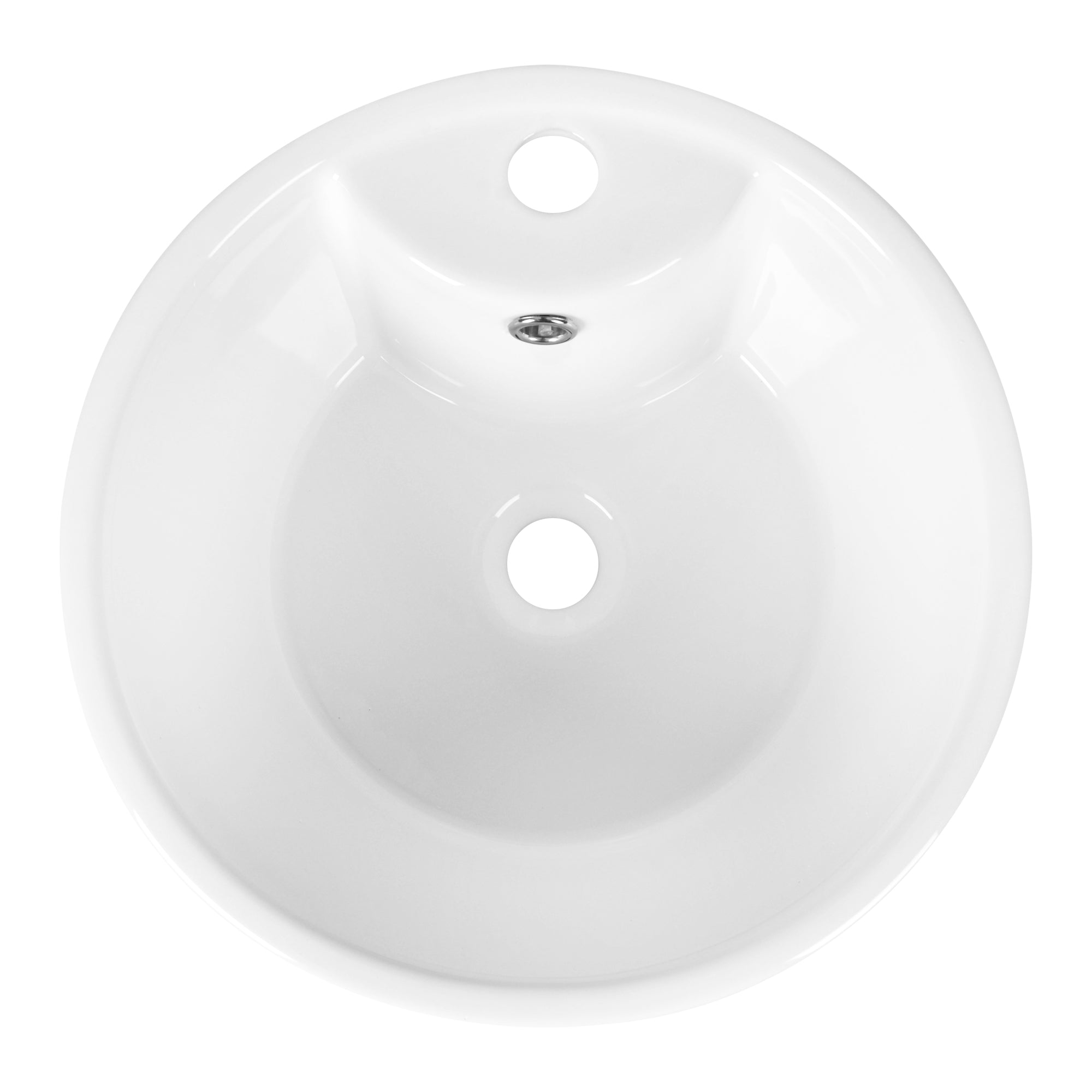 15.75" Round Pedestal Bathroom Sink, Overflow Hole