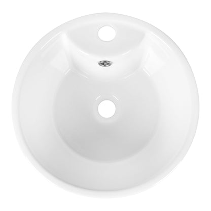 15.75" Round Pedestal Bathroom Sink, Overflow Hole