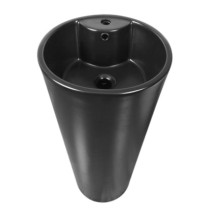 15.75" Round Pedestal Bathroom Sink, Overflow Hole