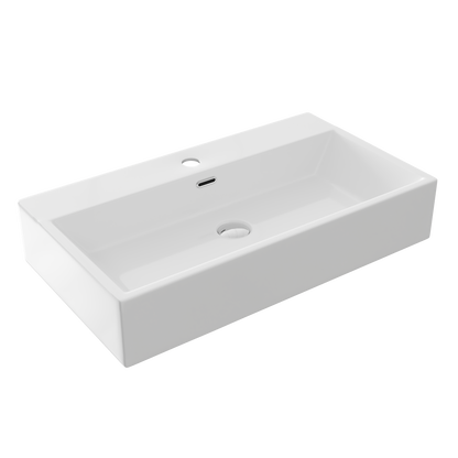 30" Rectangular Console Bathroom Sink, Single Faucet Hole