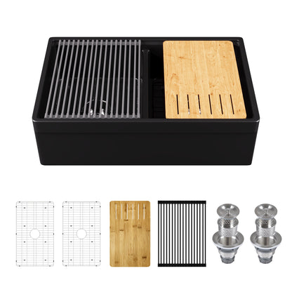 32.87" L x 20" W Rectangular Workstation Farmhouse Kitchen Sink, Easy-Cleaning With Multiple Colors