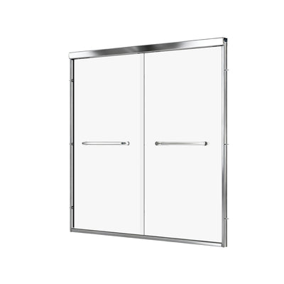 57" - 60" W x 58" H Double Sliding Semi-Frameless Tub Shower Door with 1/4" Tempered Clear Glass