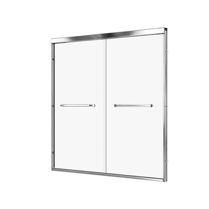 57" - 60" W x 58" H Double Sliding Semi-Frameless Tub Shower Door with 1/4" Tempered Clear Glass