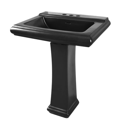 APEX 26" X 20" Rectangular Pedestal Bathroom Sink, Overflow Hole With Multiple Colors and Types