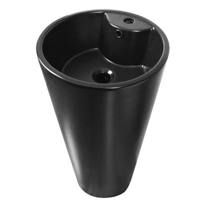 15.75" Round Pedestal Bathroom Sink, Overflow Hole