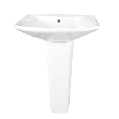 APEX 33.8" Rectangular Pedestal Bathroom Sink, Single Faucet Holes