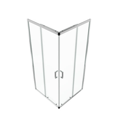 DeerValley DV-1SD0213 Framed Square Reversible Shower Enclosure, Double Sliding Door Corner Shower Door with 0.24" Clear Glass