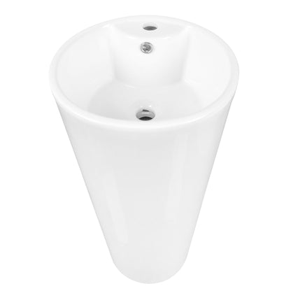 15.75" Round Pedestal Bathroom Sink, Overflow Hole