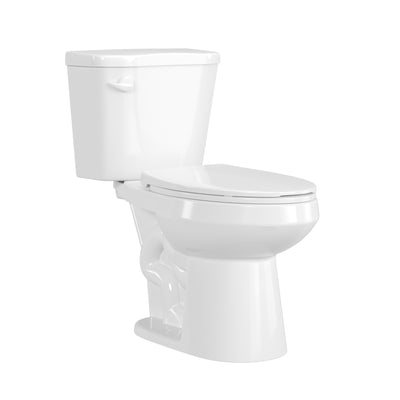 DeerValley DV-2F0386 17 in. ADA Chair Height Two-Piece Elongated Toilet, 1.28 GPF Single Flush, MaP 1000g, Soft-Close Seat, White