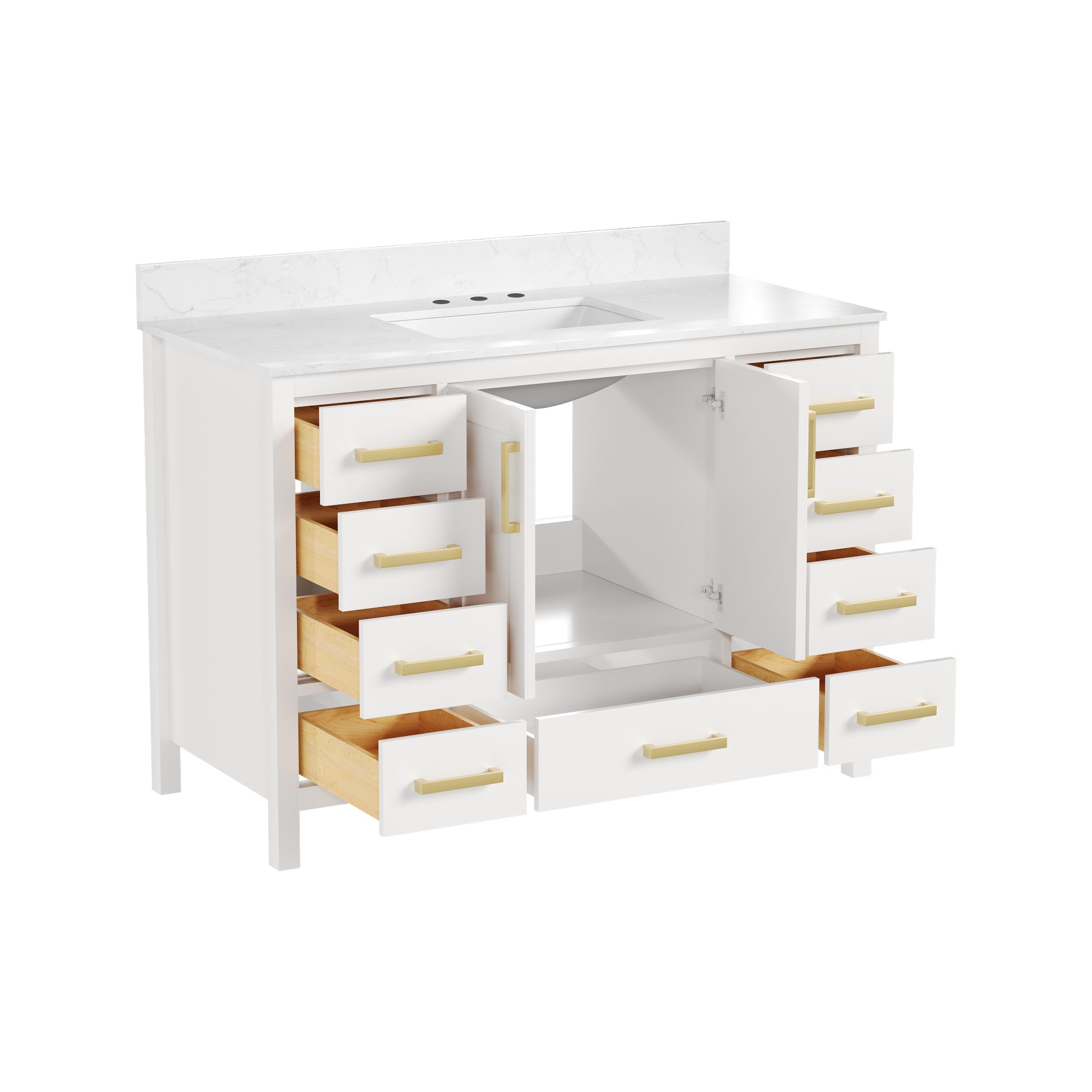 48" Rectangular Bathroom Vanity, with Ceramic Sink Top Set-up