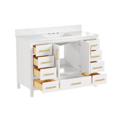 48" Rectangular Bathroom Vanity, with Ceramic Sink Top Set-up