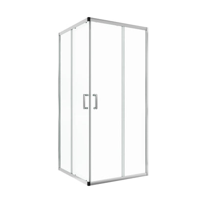 DeerValley DV-1SD0213 Framed Square Reversible Shower Enclosure, Double Sliding Door Corner Shower Door with 0.24" Clear Glass