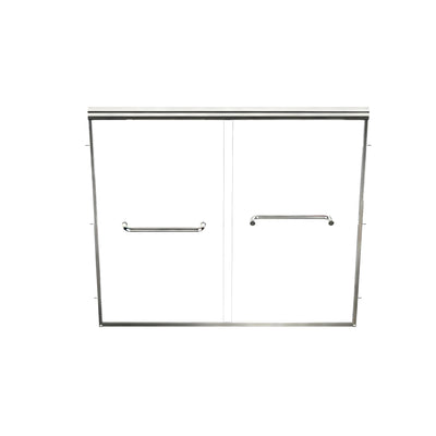 57" - 60" W x 58" H Double Sliding Semi-Frameless Tub Shower Door with 1/4" Tempered Clear Glass