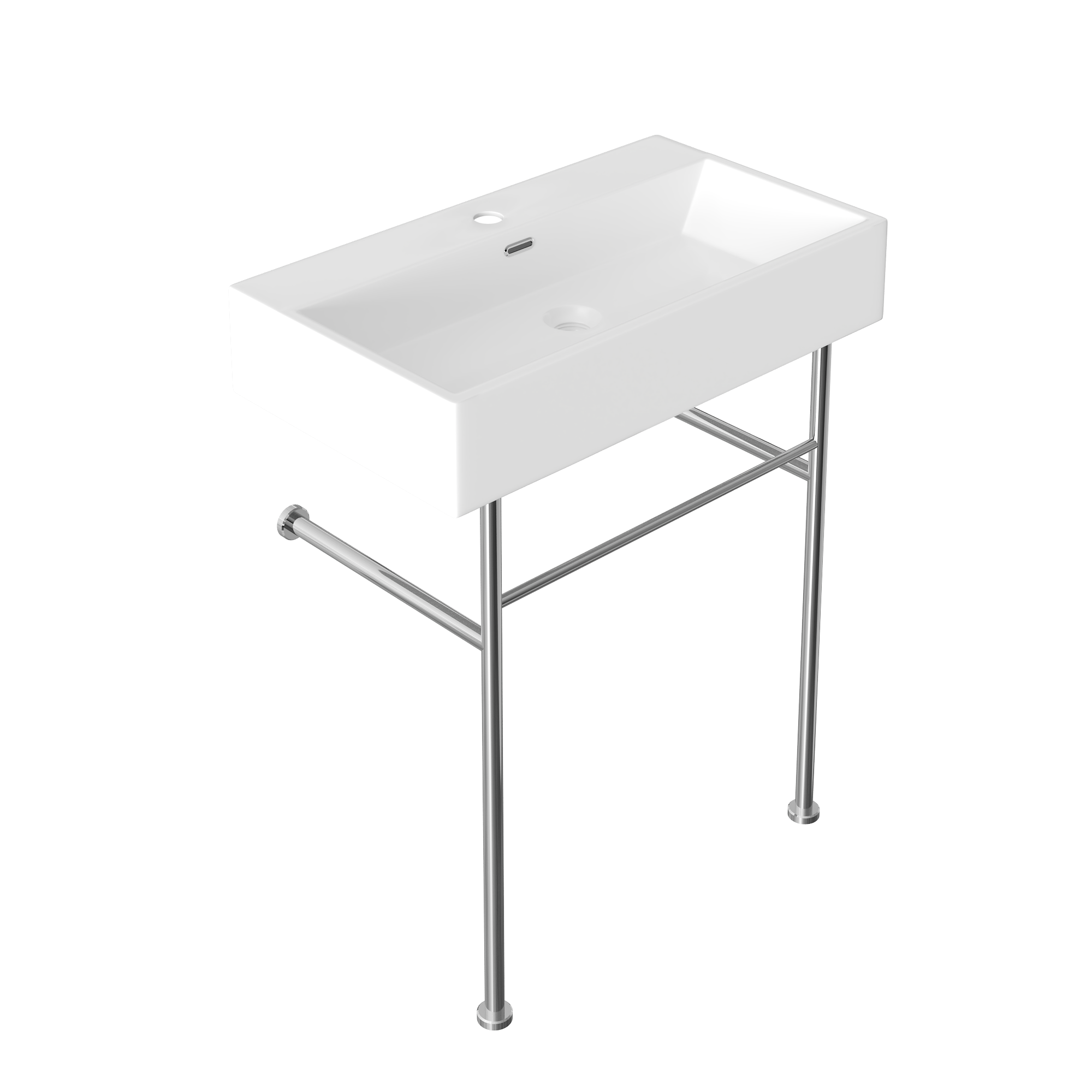 30" Rectangular Console Bathroom Sink, Single Faucet Hole