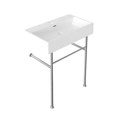 30" Rectangular Console Bathroom Sink, Single Faucet Hole