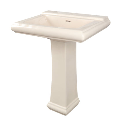 APEX 26" X 20" Rectangular Pedestal Bathroom Sink, Overflow Hole With Multiple Colors and Types