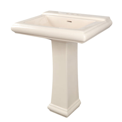 APEX 26" X 20" Rectangular Pedestal Bathroom Sink, Overflow Hole With Multiple Colors and Types