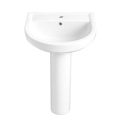 DeerValley DV-1P535 Pedestal Combo Sink – Compact with Overflow & 4-in Faucet Fit