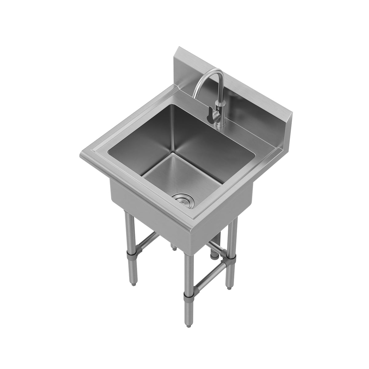 DeerValley DV-1US0550/551/552 Stainless Steel Utility Sink, Deep Basin & Freestanding X-Drain